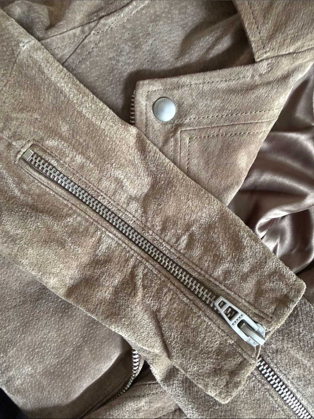 Blank NYC Taupe Suede Moto-Style Jacket - Picture 5 of 11